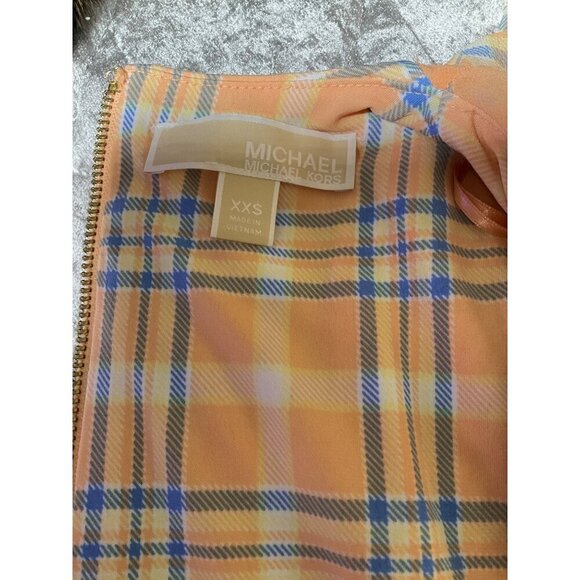 Michael Kors Women's Plaid Ruffle Dress V-Neck Sleeveless Size XXS Polyester - Picture 5 of 9